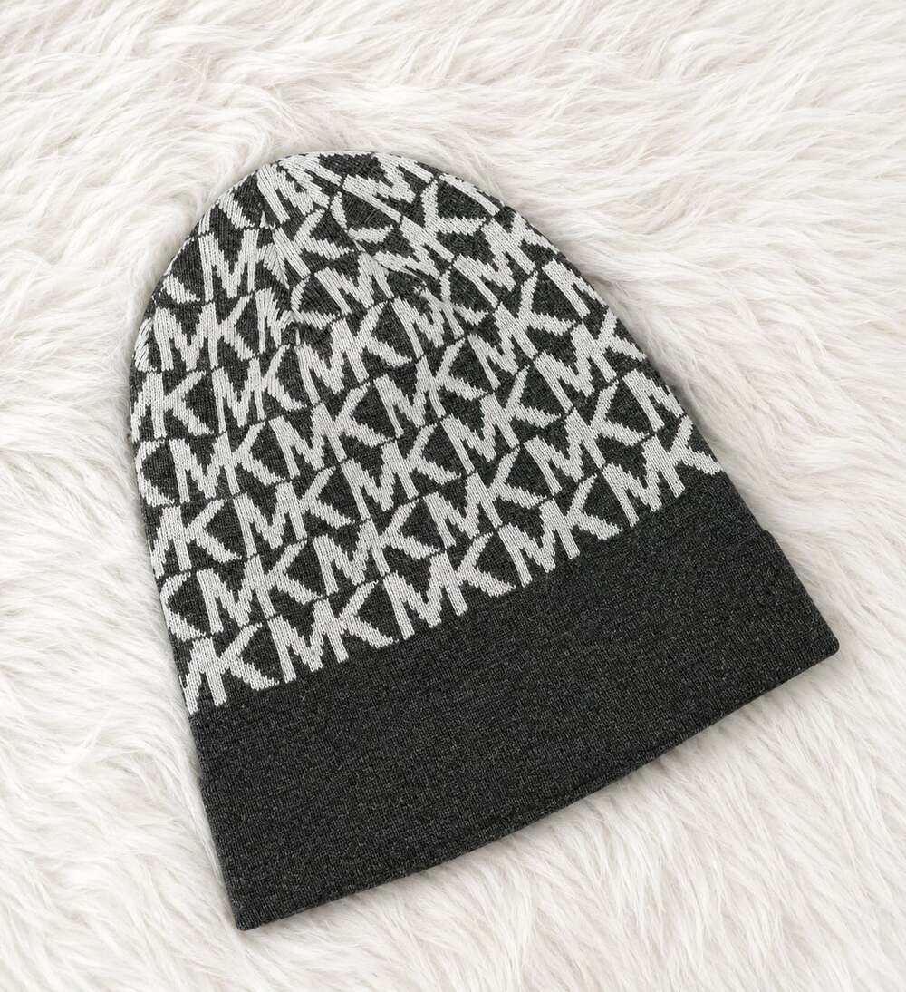 Michael Kors MK Logo Jacquard Knit Beanie Hat